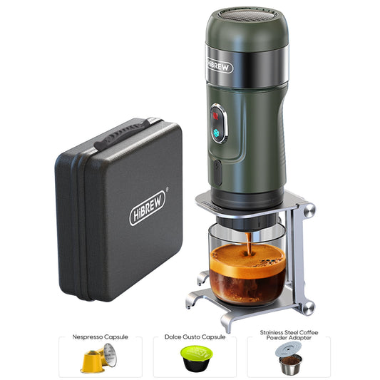 HiBREW H4B Portable Espresso Maker, Travel Coffee Machine for Car & Home, Fit Nes*/DG*/Pods/Ground Coffee