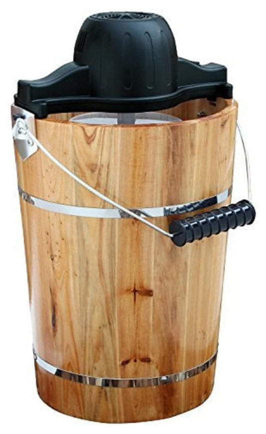 ICM6C 6-Quart Ice Cream Maker - Old Fashioned Hand Crank & Electric - Homemade Frozen Dessert Machine for Family & Parties 6 Quart Brown