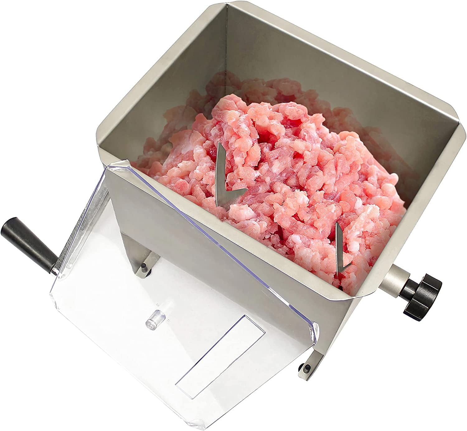 INTSUPERMAI 20lb Manual Meat Mixer Stainless Steel Meat Processing Equipment with Hopper