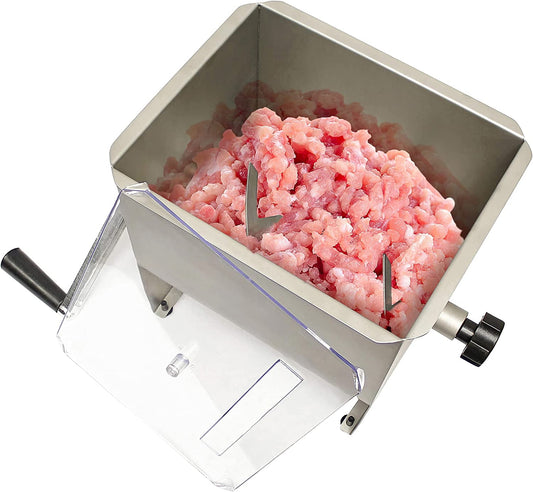 INTSUPERMAI 20lb Manual Meat Mixer Stainless Steel Meat Processing Equipment with Hopper