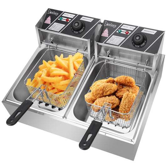 IVV Commercial Deep Fryer with Basket, 5000W 12.7QT/12L , Detachable Large Capacity Stainless Steel Countertop Electric Oil Fryer with Temperature Control for Restaurant or Home Use
