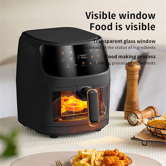 Intelligent Air Fryer, Large Capacity Airss Fryer With Viewing Window And Touch Screen,Quick And Easy Meals, Easy To Clean,Oil-Free And Healthier,Screen Touch Air Fryer