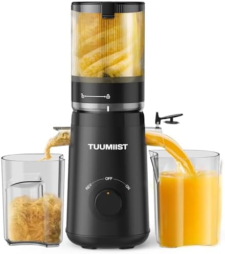 Juicer Machines, TUUMIIST Cold Press Juicer with 5.3" Extra Large Feed Chute Fit Whole Fruits & Vegetables Easy to Clean, High Juice Yield, BPA Free (Black): Home & Kitchen