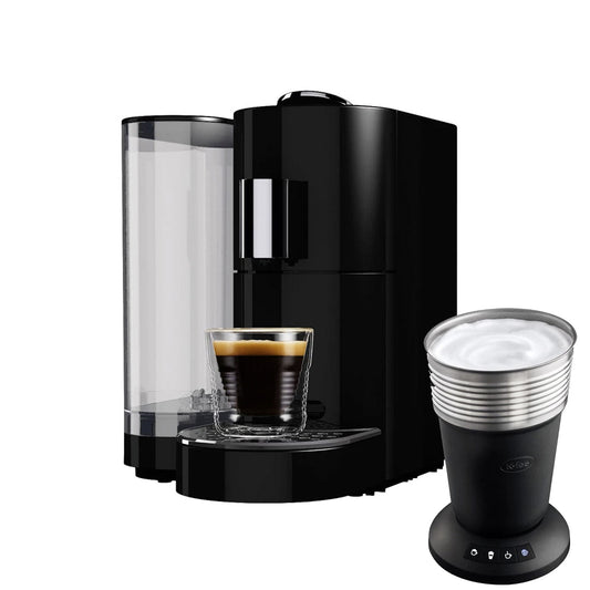 K-fee® Holiday Bundle: Twins II Single Serve Coffee and Espresso Machine PLUS Lattaero 4-in-1 Milk Frother | (Black/Chrome)