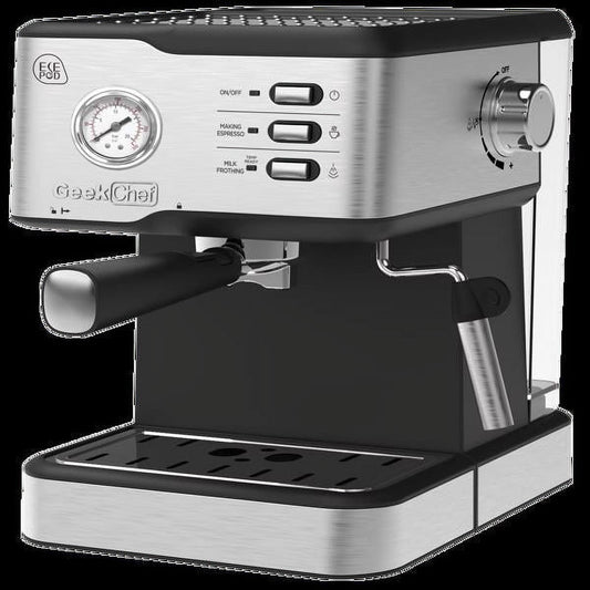 KEINXS Geek Chef Coffee Espresso Machine Machine, 20 Bar Pump Pressure Espresso and Cappuccino latte Maker with Milk Frother Steam Wand, 1.45L Water Tank, for Home Barista, 950W, Stainless steel