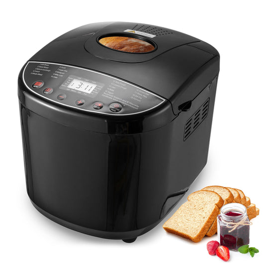 KFFKFF Bread Crafting Device, Multifunctional 19-Mode 2LB Dough Appliance, Ceramic Coated Pan Auto Breadmaker with Gluten-Free Option, Whole Grain Bread Production, Digital, Customizable