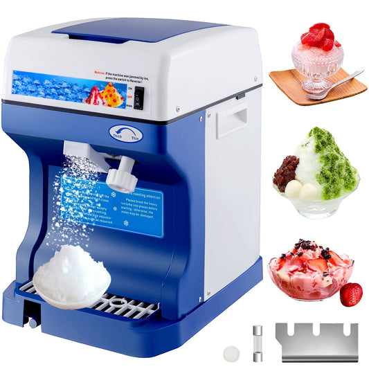 KFFKFF Electric Shaved Ice Machine Snow Cone Maker Tabletop Ice Shaving Machine 265LBs 250W  BLUE