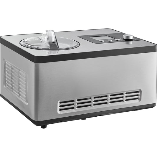 KFFKFF Ice Cream Machine with Integrated Compressor, 2 Quart Non-Prechill Fruit and Yogurt Device, Stainless Steel Electric Frozen Dessert Creator, 3 Setting Gelato Producer with LCD Screen & Timer