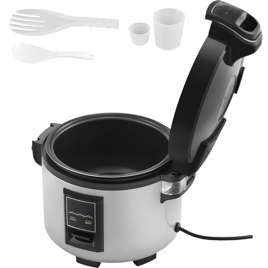 KFFKFF Industrial Rice Steamer, 60-Cup Rice Preparer, 13.74 Qt / 13 Liter Voluminous Rice Maker and Heater with Nonstick Cooking Chamber, Quick Preparation and 12-Hour Heat Retention