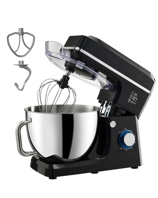 KFFKFF Standing Mixer, 8.3QT Mixing Dough Device, 660W 6+P Speeds Adjustable Tilt-Head Culinary Mixer with Stainless Steel Bowl, Dough Hook, Wire Whip, Flat Beater, Scraper, Domestic Mixer, Black