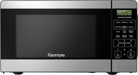 KMCMWP09S2-09 Countertop Microwave 6 Auto-Preset Menus, Child Lock, Defrost & Express Cooking Features, 900 Watt, 0.9 Cu Ft, Stainless Steel