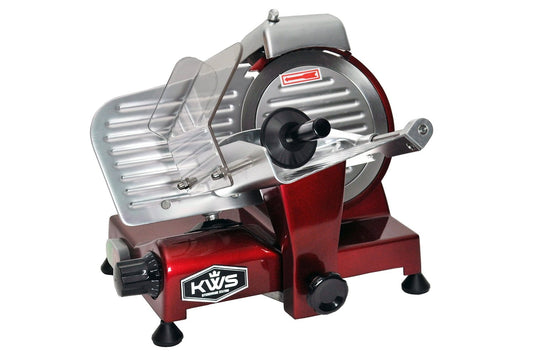 KWS Premium 200w Electric Meat Slicer 6"(Red) Stainless Blade, Frozen Meat/ Cheese/ Food Slicer Low Noises