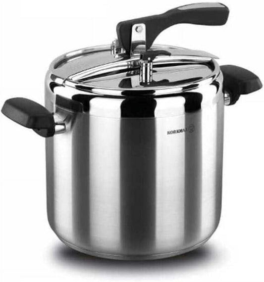 Korkmaz Turbo 9.5 Quart Stove Top Pressure Cooker Stainless Steel Cookware Induction Compatible, Manual Slow Cooker, Rice Cooker, Steamer, Saute, Yogurt Maker and Warmer