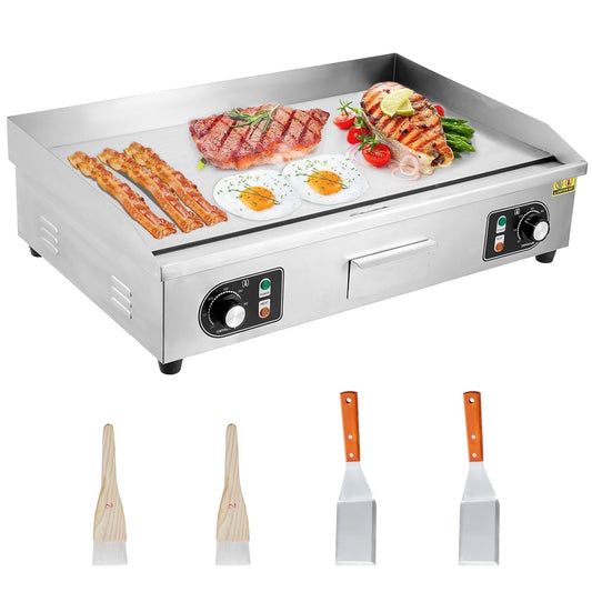 Kselythan Commercial Electric Grill,Stainless Steel Non-Stick Electric Grill Plate,3000W Teppanyaki Flat Grill,110V Electric Countertop Grill, Adjustable Temperature Control