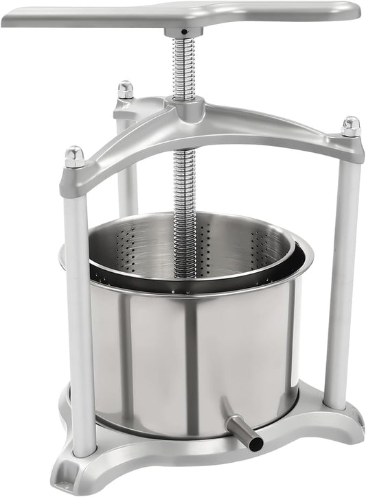 LOYALHEARTDY Fruit Wine Press, Grape Press 6L/1.6Gal Apple Press for Cider Stainless Steel Fruit Cider Grinder Manual Press Machine Wine Juicer Fruit Crusher for Cider Tincture Cheese Herb Vegetables