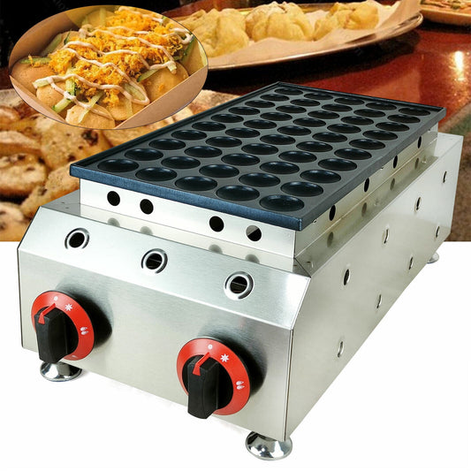 LPG Gas Poffertjes Maker Mini Dutch Pancakes Maker Baker Machine 50 Holes US