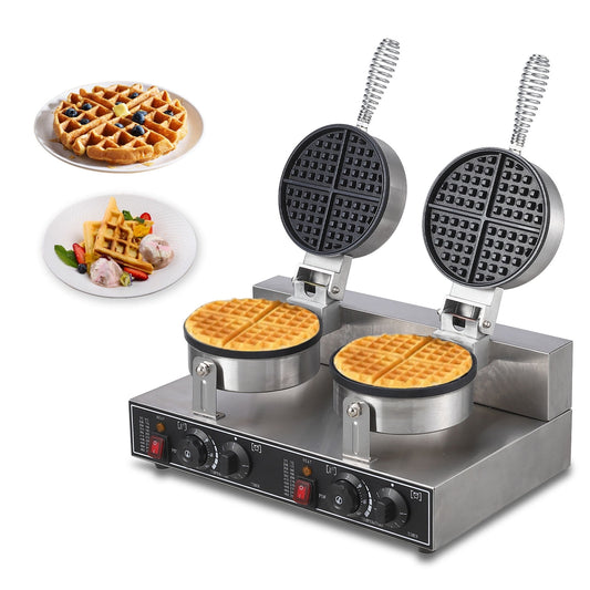 M optimized Commercial Waffle Maker Non-Stick Waffle Maker Professional Waffle Maker Machine Hotel Waffle Maker With Time Control Temperature Adjustable, 110V 2600W