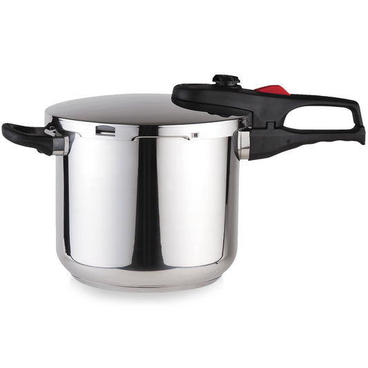 MAGEFESA Practika Plus 6.3-Quart Pressure Cooker – 18/10 Stainless Steel, Induction Compatible, 5-Layer Heat Diffuser Bottom, 5 Safety Systems, Even Heat Distributio