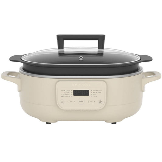 MAGNIFIQUE 6 Quart Multi-Cooker, with 8-in-1 Programmable Slow Cooker Cream