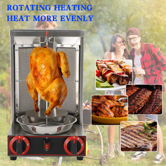 Mad Hornets 110V Spinning Doner Kebab Grill Machine Gas Vertical Broiler Shawarma Machine
