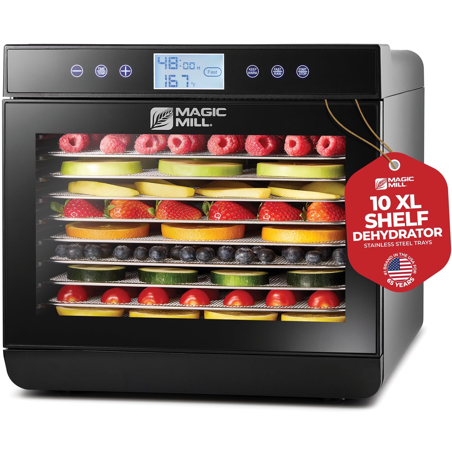 Magic Mill Premium Food Dehydrator Machine 10 Extra-Large Stainless Steel Trays