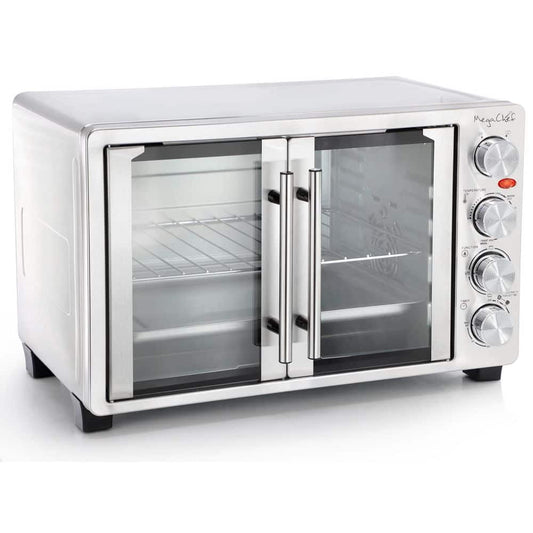 MegaChef 30 Liter Stainless Steel French Door Multi-Function Electric Toaster Oven