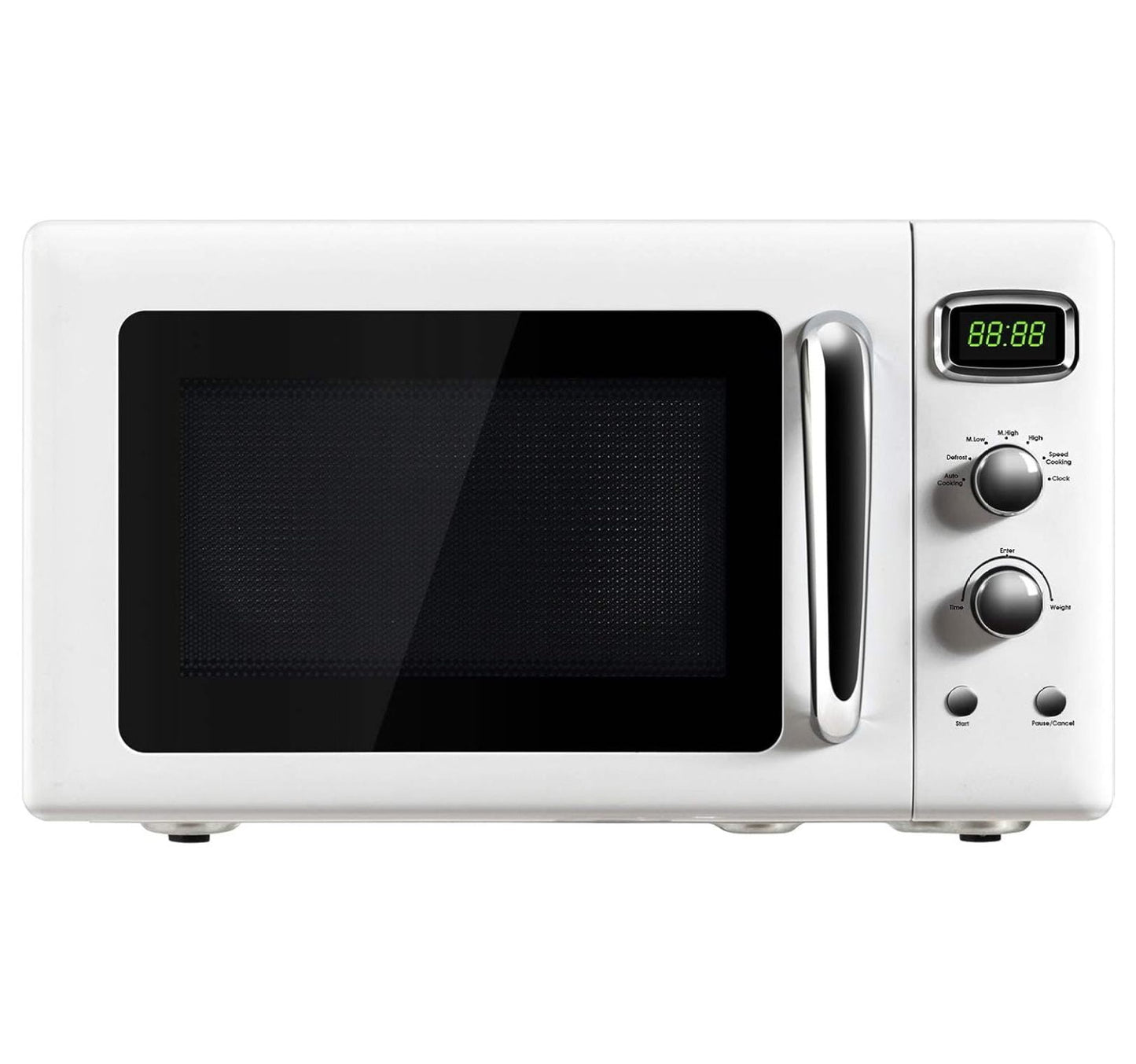 Microwave Oven, 900W/0.9Cu.Ft, Small Countertop Microwave w/Defrost & Auto Cooking, LED Display, Pull Handle, Easy Clean Stainless Steel Interior, Child Lock, ETL Certification White