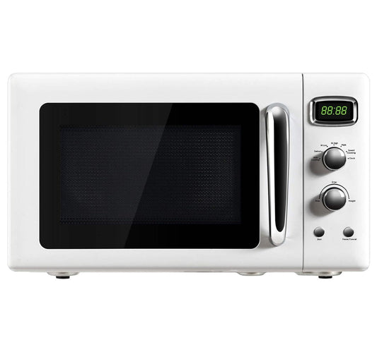 Microwave Oven, 900W/0.9Cu.Ft, Small Countertop Microwave w/Defrost & Auto Cooking, LED Display, Pull Handle, Easy Clean Stainless Steel Interior, Child Lock, ETL Certification White
