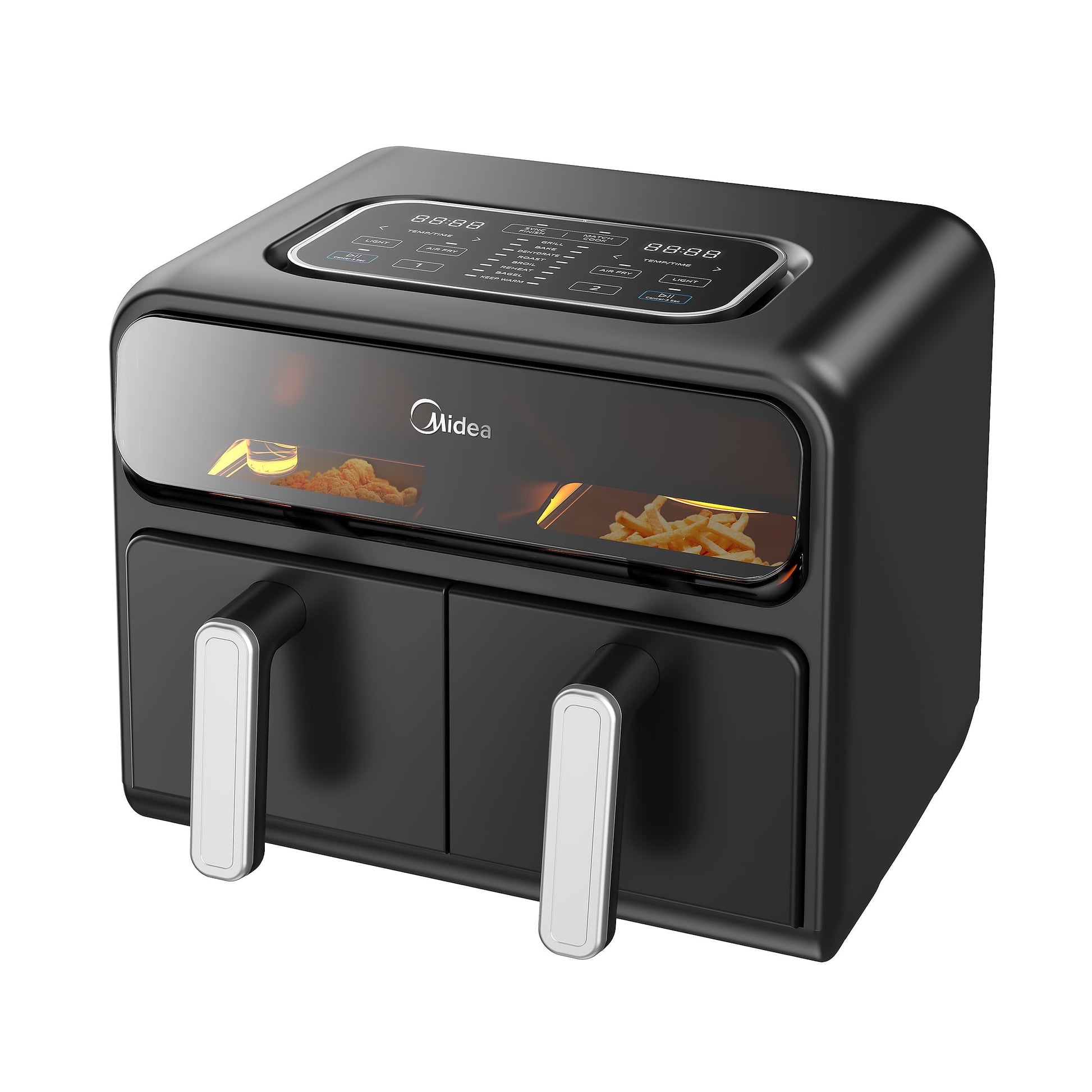 Midea Two Zone 8.4 Qt 2-Basket Air Fryers with 9-in-1 Functionality and Sync Finish Cooking, Black, MAD861D8ADKL