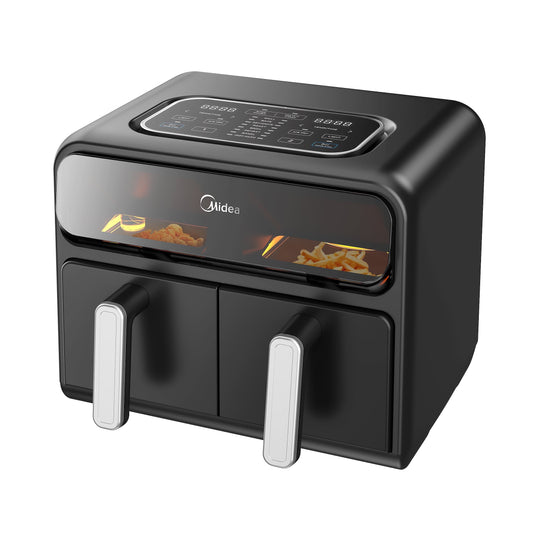Midea Two Zone 8.4 Qt 2-Basket Air Fryers with 9-in-1 Functionality and Sync Finish Cooking, Black, MAD861D8ADKL