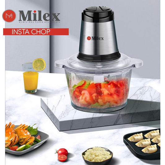Milex Insta Chop Glass Bowl Food Processor – Large 3L Capacity & Dual Speeds