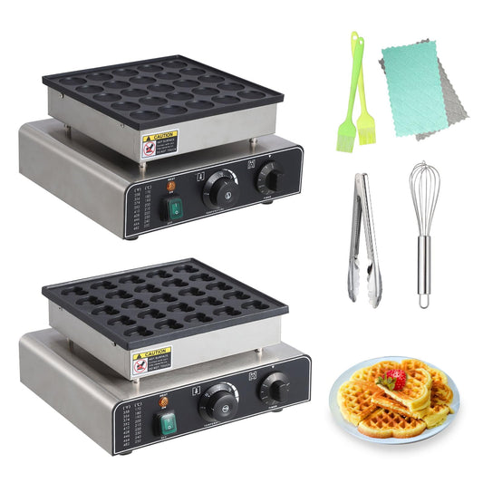 Mini Muffin Maker, Commercial Non-Stick Pancake Maker  ,50 Hole Stainless Steel Electric Muffin Maker with 50-300°C Temperature and Time Control, for Home and Restaurant