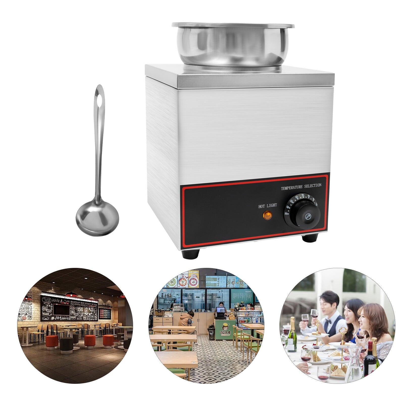 Miumaeov Cheese Dispenser w/ Ladle 4L/4.23Qt Nacho Cheese Electric Warmer Stainless Steel Chocolate Melting Machine 110V