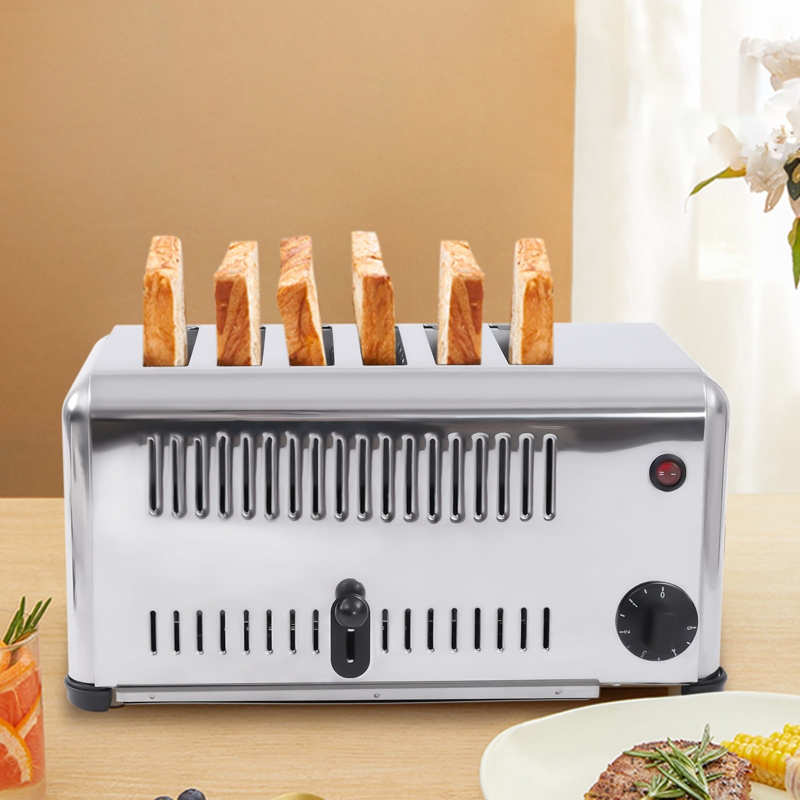 Miumaeov Commercial Toaster Bread Baking Machine 6 Slices for Restaurant 110V