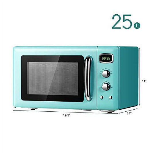 Moccha Large 0.9Cu.ft Countertop Microwave Oven, 900-Watt Retro Microwave w/Child Safety Lock, Defrost & Auto Cooking Function, LED Display, Glass Turntable (Mint Green)