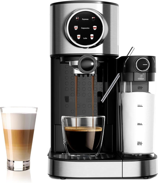 Moifoi 20 Bar Espresso Machine, Multifunctional Coffee Maker with Automatic Milk Frother, Coffee Machine with 57Oz Removable Water Tank & 17 Oz Milk Tank, Cappuccino, Latte