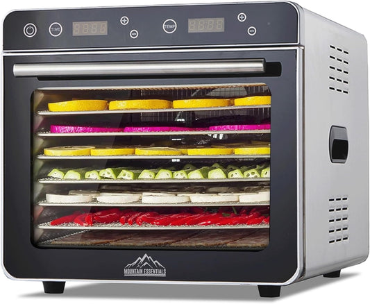 Mountain Essentials 8-Tray Food Dehydrator Machine 700W for Herbs, Meats, Fruits & Veggies – Adjustable Temp, Timer, Drip Tray & Recipe Book