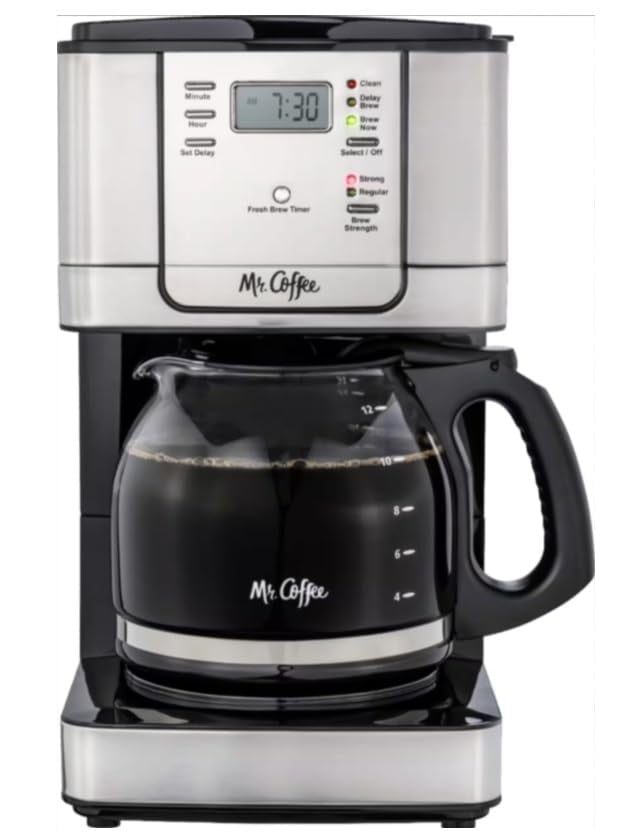 Mr. Coffee - 12-Cup Coffee Maker with Strong Brew Selector - Stainless Steel