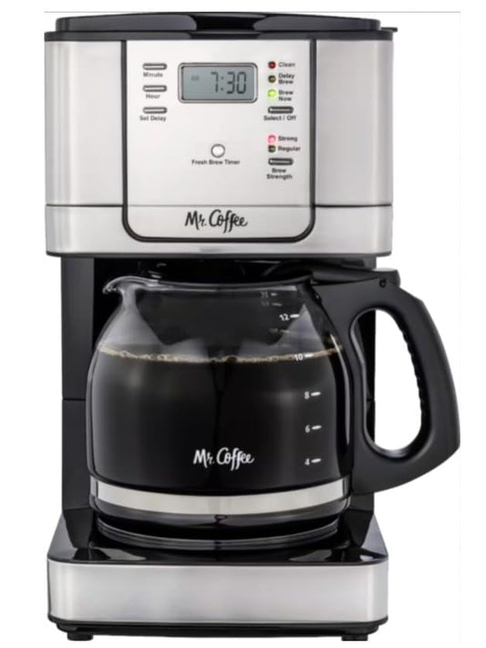 Mr. Coffee - 12-Cup Coffee Maker with Strong Brew Selector - Stainless Steel