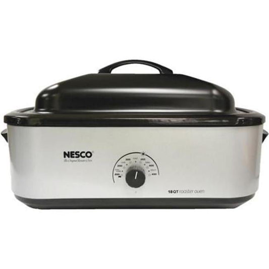 Nesco QZ5925 18 qt Electric Roaster Oven, Metallic Silver
