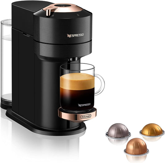 Nespresso Vertuo Next Coffee and Espresso Machine by De'Longhi, Black with Rose Gold