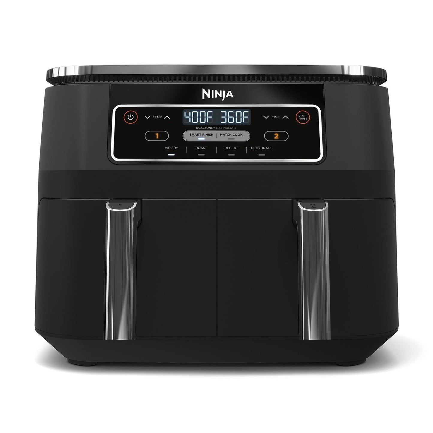 Ninja Foodi 4-in-1 Air Fryer, 8 Quart, DualZone Technology, (2) 4 Quart Independent Frying Baskets, Smart Finish to Roast, Dehydrate, Easy Family-Sized Meals, Black, DZ100