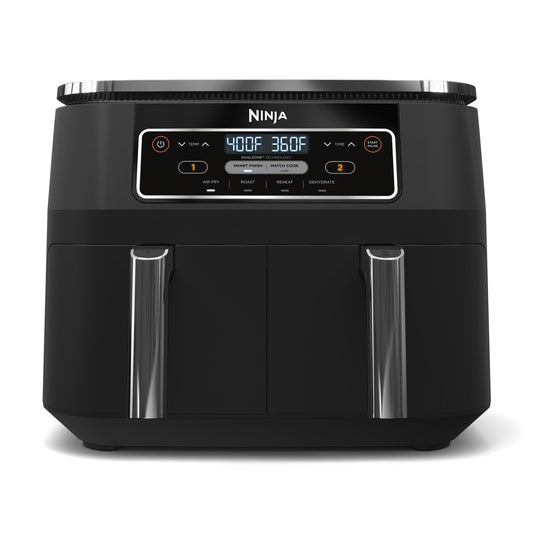 Ninja Foodi 4-in-1 Air Fryer, 8 Quart, DualZone Technology, (2) 4 Quart Independent Frying Baskets, Smart Finish to Roast, Dehydrate, Easy Family-Sized Meals, Black, DZ100
