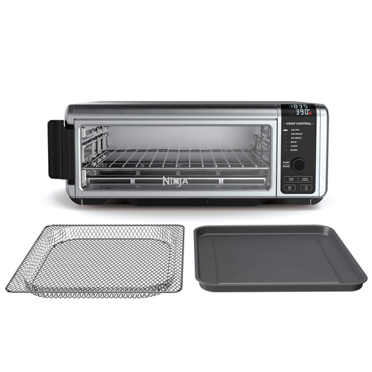 Ninja Foodi 6-in-1 Flip Up Air Fryer Toaster Oven, Large Capacity,, Wire Rack, Sheet Pan, Removable Crumb Tray, Stainless, 1800 W, Stainless, SP080