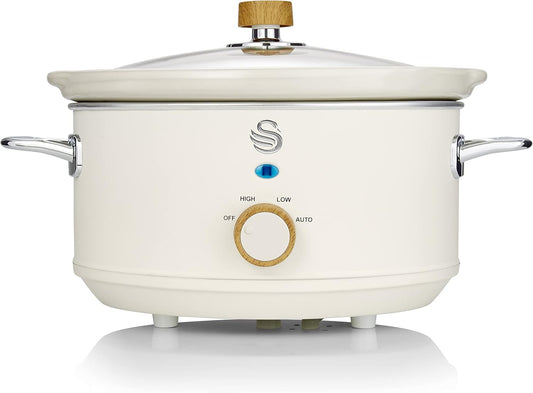 Nordic-Style Slow Cooker with Removable Ceramic Pot, 3.5L - Cotton White