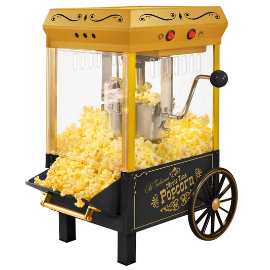 Nostalgia 2.5 oz Kettle Vintage Tabletop Popcorn Maker, Makes 10 Cups, Black/Gold, KPM528