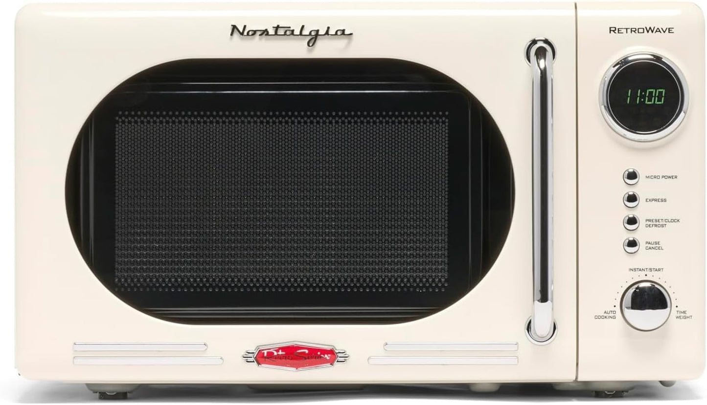 Nostalgia Retro Microwave for Countertop 0.7 cu ft Vintage Microwave, Ivory