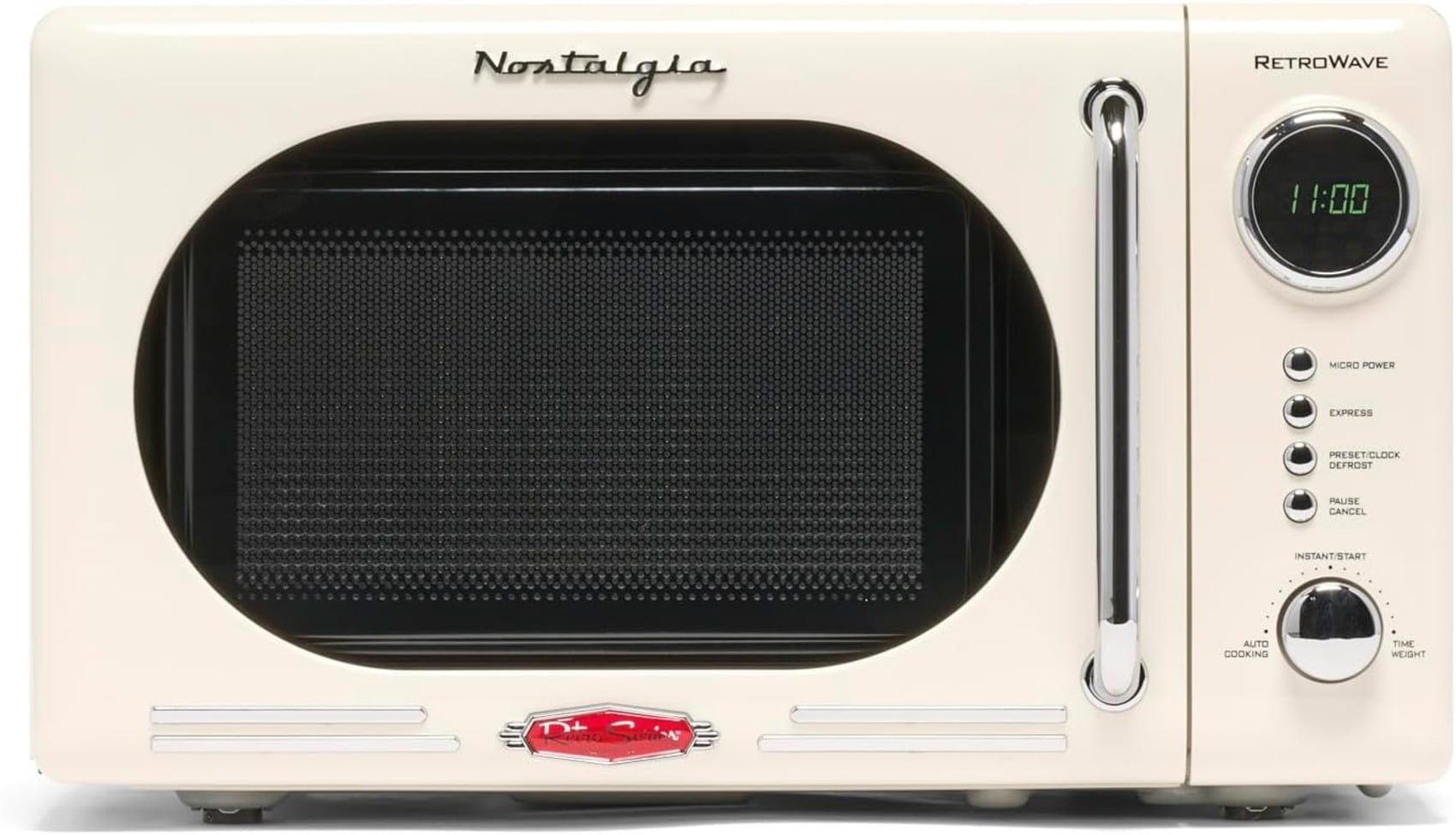 Nostalgia Retro Microwave for Countertop 0.7 cu ft Vintage Microwave, Ivory