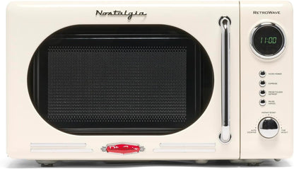 Nostalgia Retro Microwave for Countertop 0.7 cu ft Vintage Microwave, Ivory