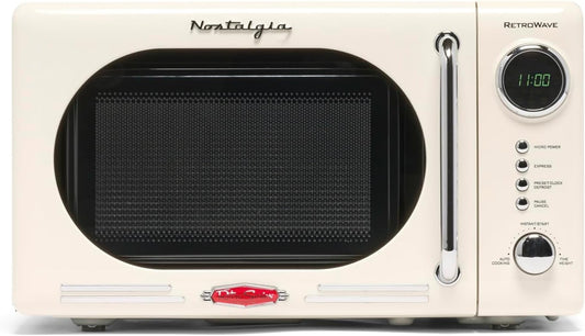 Nostalgia Retro Microwave for Countertop 0.7 cu ft Vintage Microwave, Ivory